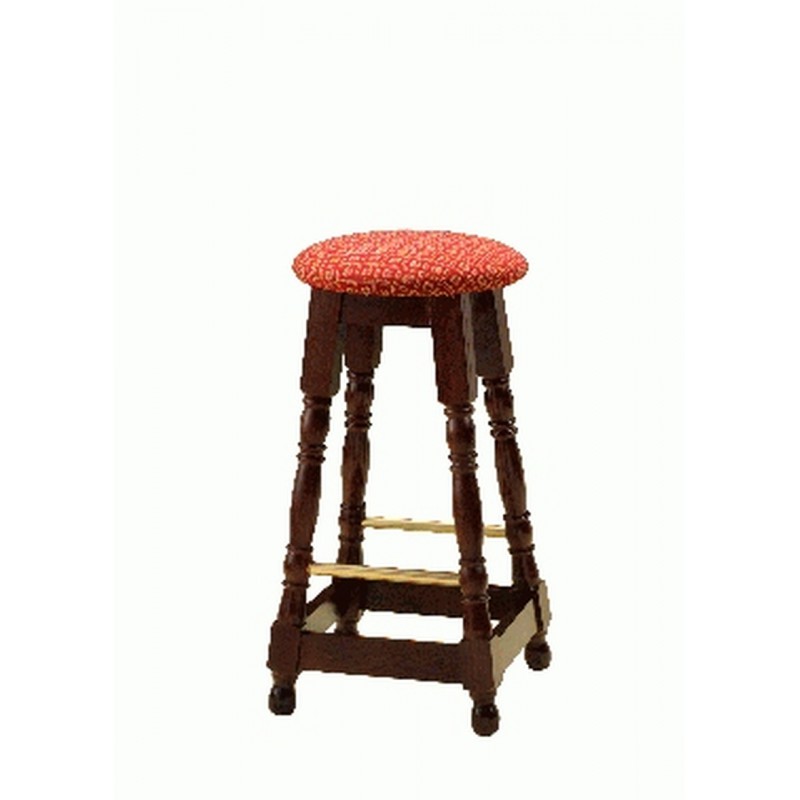 Tall Brass Rail Stool with Button Upholstery-TP 52.00<br />Please ring <b>01472 230332</b> for more details and <b>Pricing</b> 